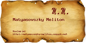 Matyasovszky Meliton névjegykártya